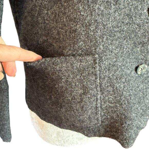 Lands' End Petite 8P black long sleeve collared button down wool jacket women's - Picture 6 of 9